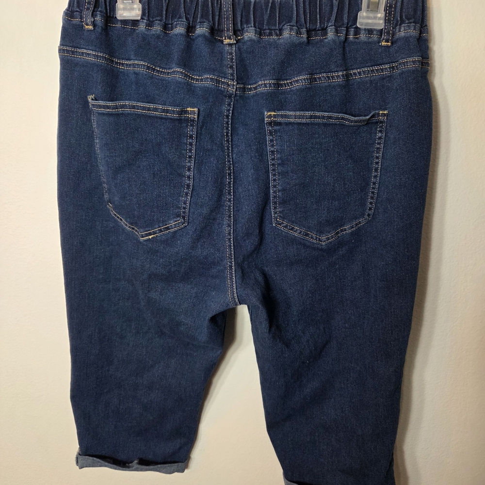 SHEIN Curve 1xl Dark Blue Denim Jeans Capri Pants Normcore - Picture 2 of 4